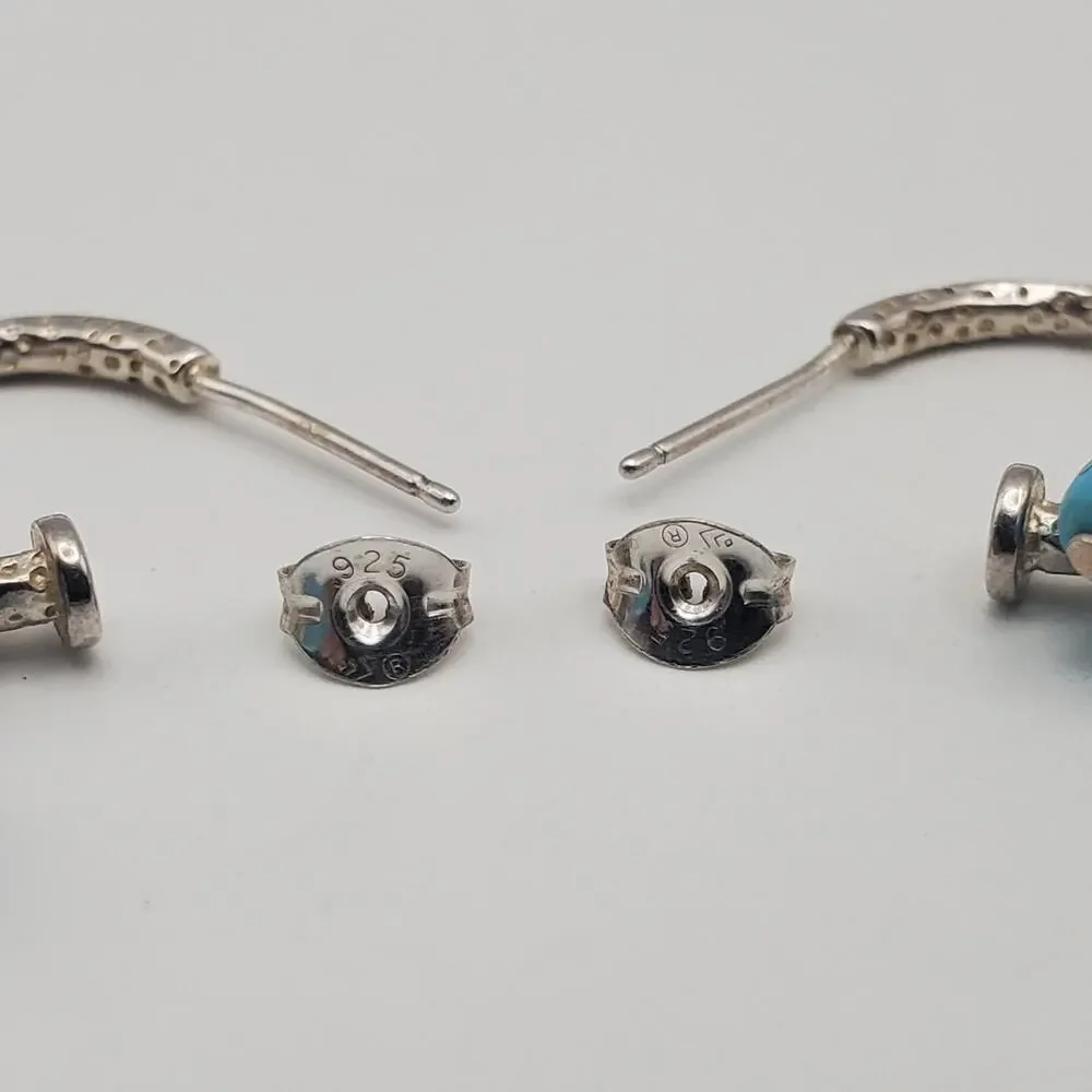 Silpada 925 Sterling Silver Earrings 1/2 Hoops Removable Turquoise Dangles